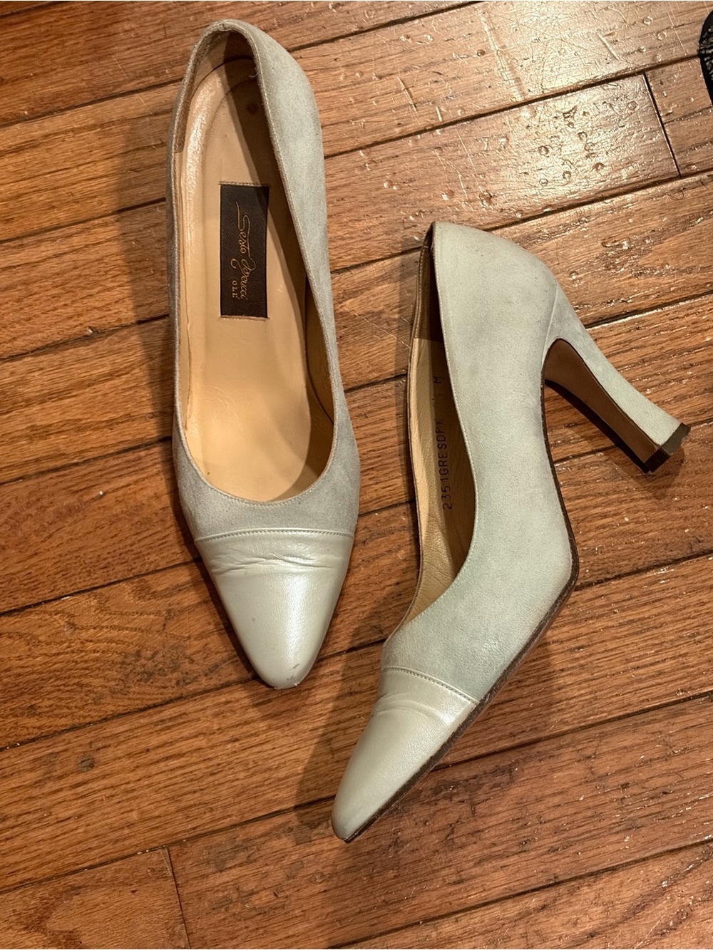 Sesto Meucci Ole Light Gray Leather & Nubuck Heels 8.5 M (Spain)